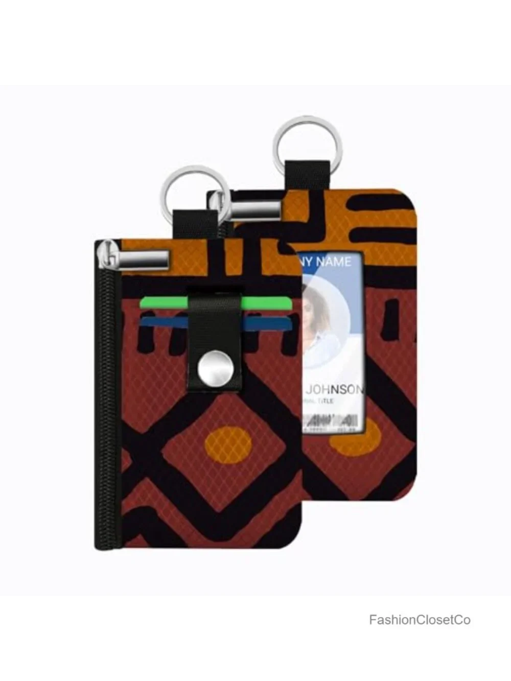 Mini Zip Card Case with ID Window RFID Blocking Keychain Wallet